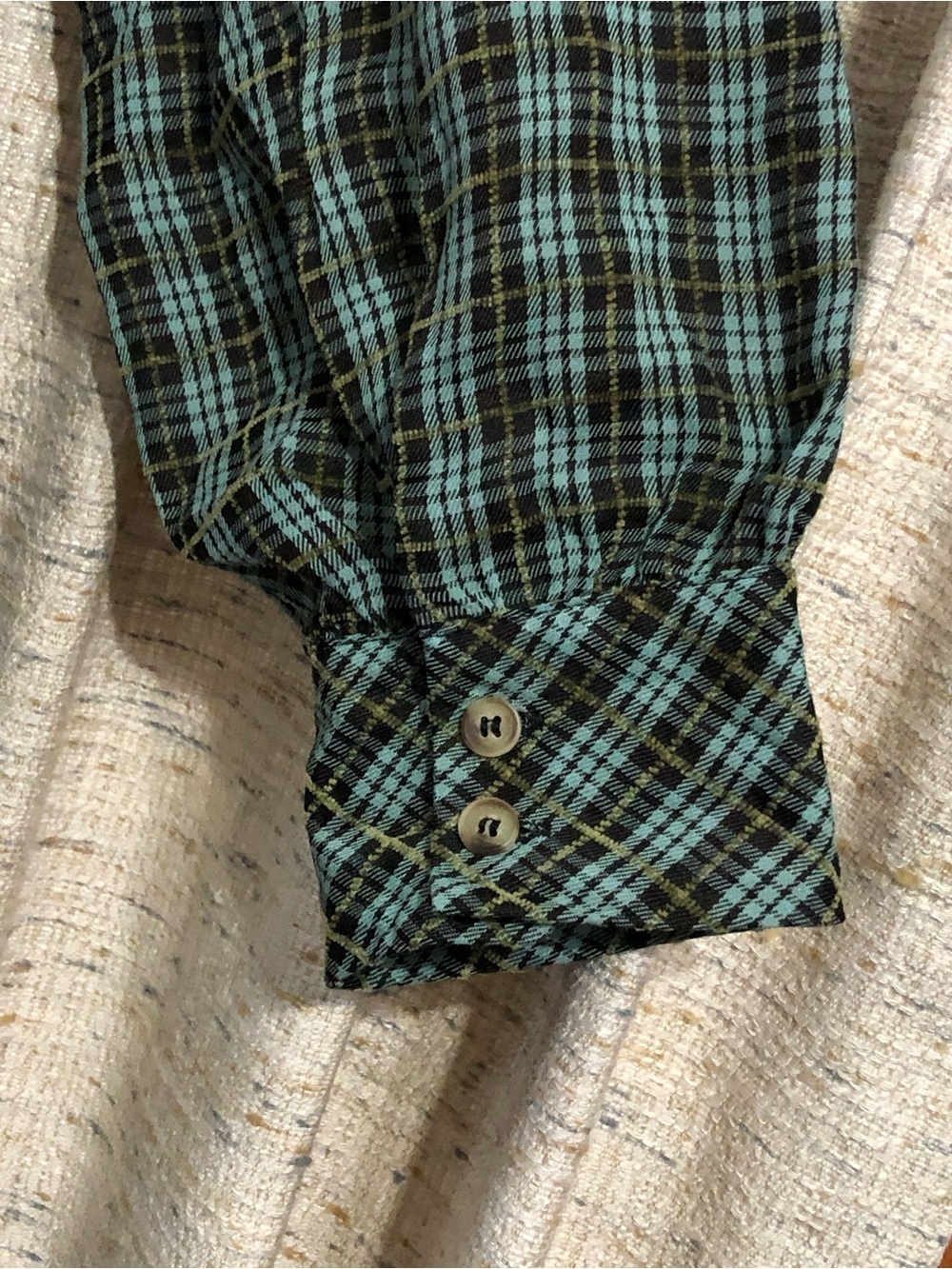Umgee Long Sleeve Plaid Tiered Mini Dress - Large - Picture 7 of 7